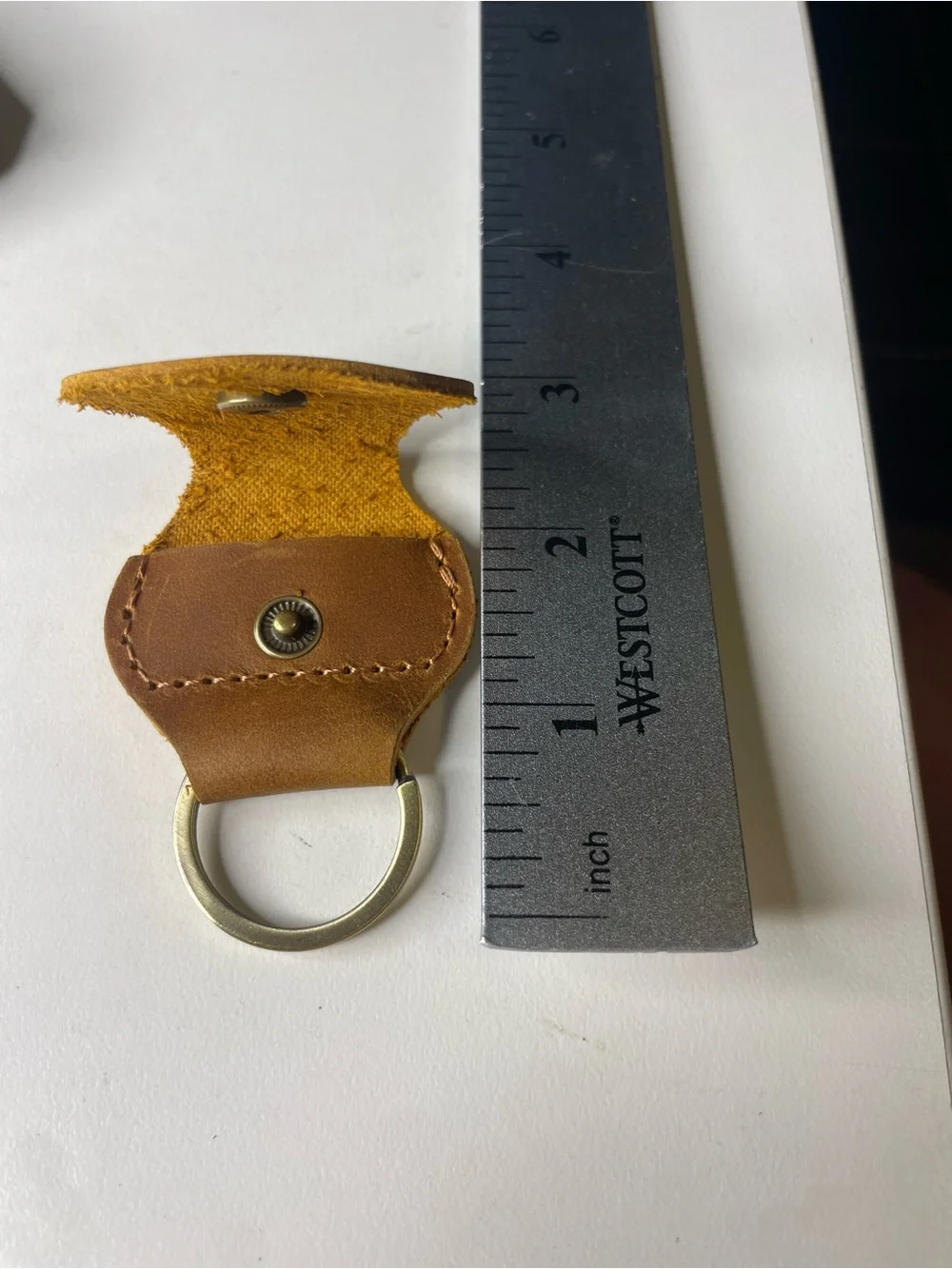 Minimal Leather Keyring Pouch - Tan AirTag / coin holder